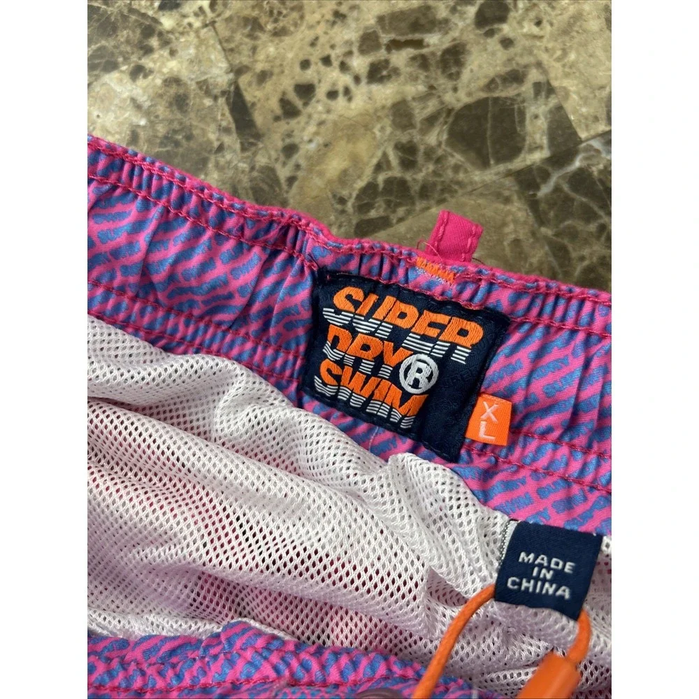 Superdry Beach Volley Swim Shorts Mens XL Sunblast Pink Blue Trunks M30010AT